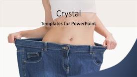  Presentation with weight - Audience pleasing PPT theme consisting of midsection of female wearing old pants after losing weight over white background backdrop and a lemonade colored foreground