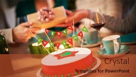  Presentation with christmas presents - Cool new theme with midsection-of-group-of-friends backdrop and a red colored foreground