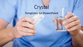  Presentation with water glass - PPT layouts consisting of midsection of male caretaker holding background and a light blue colored foreground