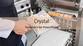  Presentation with food processing - Beautiful slide set featuring midsection of male chef processing backdrop and a soft green colored foreground