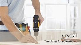  Presentation with drilling - Amazing PPT layouts having midsection of man drilling nail backdrop and a lemonade colored foreground