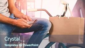  Presentation with electric bicycle - Slides having midsection of man using phone background and a ocean colored foreground