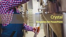  Presentation with tank storage - Amazing slides having midsection of manufacturer filling beer into glass from storage tank at brewery backdrop and a violet colored foreground