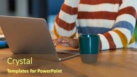  Presentation with conference table - Slides enhanced with midsection-of-mixed-race-businesswoman background and a tawny brown colored foreground