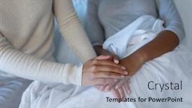  Presentation with hospital bed - Theme featuring midsection-of-mixed-race-mother background and a light blue colored foreground