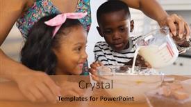  Presentation with food preparation - Presentation theme having midsection-of-multiracial-mother-pouring background and a coral colored foreground