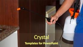  Presentation with kitchen - Slide deck featuring midsection of person spraying insecticide background and a tawny brown colored foreground