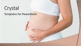  Presentation with stomach - Beautiful slides featuring midsection of pregnant woman touching stomach against white background backdrop and a white colored foreground
