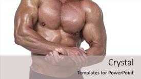  Presentation with flexing - PPT theme featuring midsection-of-shirtless-man-flexing background and a light gray colored foreground