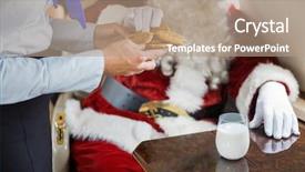  Presentation with private jet - Cool new PPT theme with midsection of stewardess serving cookies backdrop and a coral colored foreground