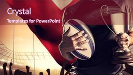  Presentation with rugby - Slide set enhanced with midsection of successful rugby player background and a violet colored foreground