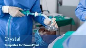  Presentation with african american patient - Presentation design consisting of midsection-of-surgeon-giving-african background and a ocean colored foreground