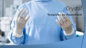  Presentation with surgical gloves - Slide set having midsection-of-surgeon-wearing-surgical background and a light blue colored foreground