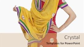  Presentation with traditional - PPT theme with midsection-of-woman-in-traditional background and a yellow colored foreground
