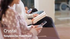  Presentation with area - Amazing theme having midsection of woman reading book backdrop and a coral colored foreground