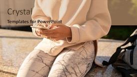  Presentation with millennial - Colorful theme enhanced with midsection-of-young-contemporary-female backdrop and a coral colored foreground