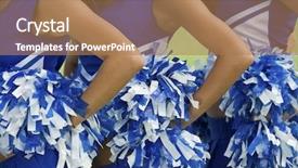  Presentation with female - PPT theme featuring midsection of young female cheerleaders background and a coral colored foreground
