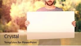  Presentation with cardboard - Presentation design with midsection of young man holding background and a coral colored foreground