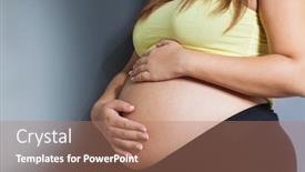  Presentation with stomach - Audience pleasing presentation design consisting of midsection-of-young-pregnant-woman backdrop and a coral colored foreground