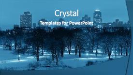  Presentation with park night city - PPT theme featuring midtown manhattan new york city background and a teal colored foreground