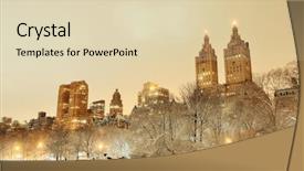  Presentation with park night city - PPT theme enhanced with midtown manhattan new york background and a lemonade colored foreground