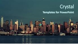  Presentation with oriental pudong skyline lujiazui - Presentation theme consisting of midtown manhattan skyline at dusk background and a ocean colored foreground