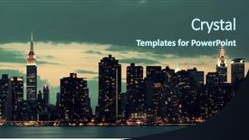  Presentation with river in the middle east - Beautiful PPT theme featuring midtown manhattan skyline at dusk backdrop and a  colored foreground