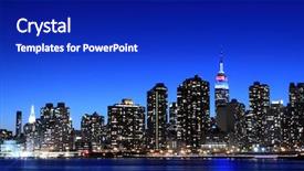  Presentation with new york night - Amazing theme having midtown manhattan skyline at night backdrop and a royal blue colored foreground