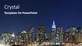  Presentation with new york night - Colorful slide deck enhanced with midtown manhattan skyline at night lights new york city backdrop and a navy blue colored foreground