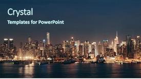  Presentation with new york night - Beautiful theme featuring midtown skyline over hudson river backdrop and a  colored foreground