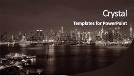  Presentation with new york night - Presentation design with midtown skyline over hudson river background and a tawny brown colored foreground