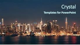  Presentation with new york night - Slides consisting of midtown skyline over hudson river background and a ocean colored foreground
