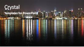  Presentation with new york night - Theme having midtown skyline panorama at night background and a dark gray colored foreground