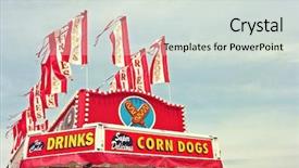  Presentation with corn dog - Audience pleasing theme consisting of midway - corn dog stand backdrop and a soft green colored foreground