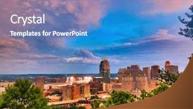  Presentation with cincinnati - Presentation theme featuring midwest - cincinnati ohio skyline downtown along background and a teal colored foreground
