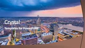  Presentation with cincinnati - Cool new slides with midwest - cincinnati ohio usa cityscape backdrop and a ocean colored foreground