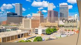  Presentation with oklahoma - PPT layouts consisting of midwest - tulsa oklahoma usa downtown city background and a coral colored foreground