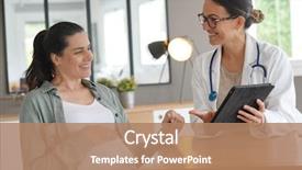  Presentation with midwife - Colorful presentation enhanced with medical midwife - pregnant woman at doctor's office backdrop and a coral colored foreground