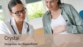  Presentation with midwife - Cool new presentation with medical midwife - pregnant woman at doctor's office backdrop and a coral colored foreground