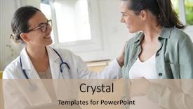  Presentation with midwife - Presentation theme consisting of medical midwife - pregnant woman at doctor's office background and a coral colored foreground