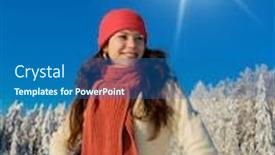  Presentation with sunshine - PPT theme enhanced with midwinter sunshine enjoying the snow background and a teal colored foreground