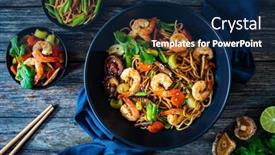  Presentation with celery - Presentation with mie-noodles-with-fried-prawns background and a navy blue colored foreground