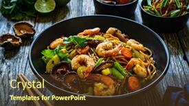  Presentation with celery - Slide set featuring mie-noodles-with-fried-prawns background and a tawny brown colored foreground