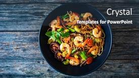  Presentation with celery - Presentation theme consisting of mie-noodles-with-fried-prawns background and a tawny brown colored foreground