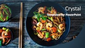  Presentation with celery - Presentation theme enhanced with mie-noodles-with-fried-prawns background and a tawny brown colored foreground