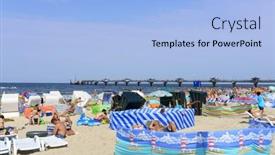  Presentation with sea weather - Cool new slides with miedzyzdroje-august-16-tourists-enjoy backdrop and a light blue colored foreground
