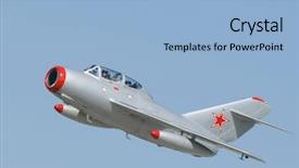  Presentation with ussr - Slides having mig-15 two-seater jet background and a light blue colored foreground