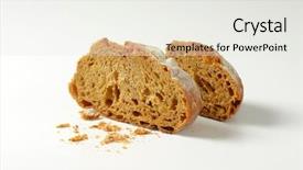  Presentation with daily bread - Beautiful PPT theme featuring miga - sliced bread on white background backdrop and a  colored foreground