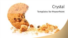  Presentation with cookie - Colorful presentation theme enhanced with miga - tasty cookie with chocolate chips backdrop and a white colored foreground