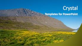  Presentation with rise - Cool new slide deck with mighty fjords rise from the sea in the westfjords peninsula northwestern iceland backdrop and a teal colored foreground